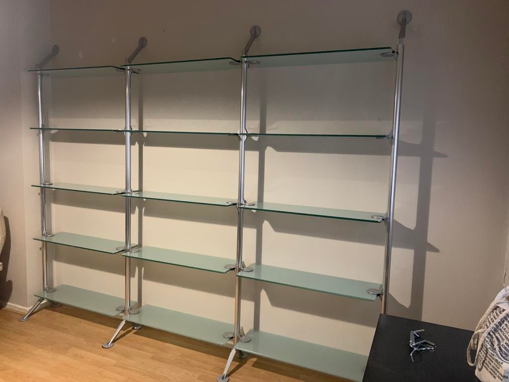 Étagère en aluminium avec verre biseauté sablé, Enlèvement, Comme neuf