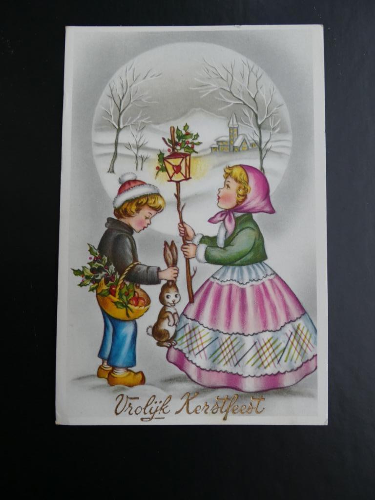 Postkaart Vrolijk Kerstfeest 74, Ophalen of Verzenden, 1960 tot 1980, Gelopen, Feest(dag)