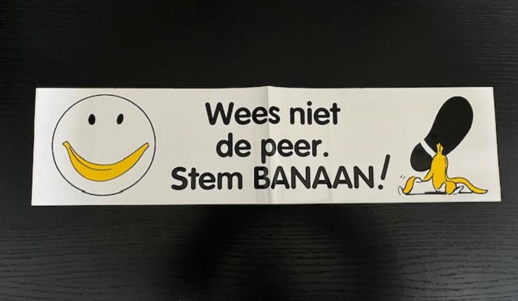 Verkiezingssticker politieke partij BANAAN uit 1995, Ophalen of Verzenden