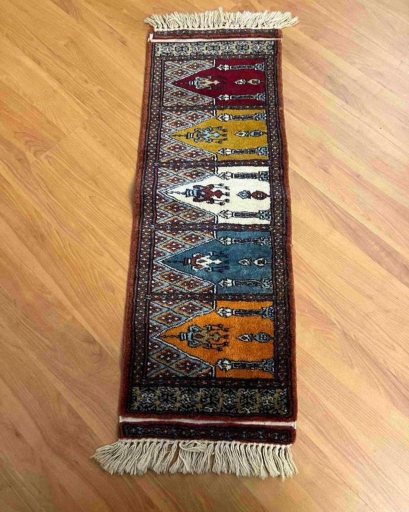 Vintage retro oosters tapijt loper kleed 90/29, Ophalen of Verzenden