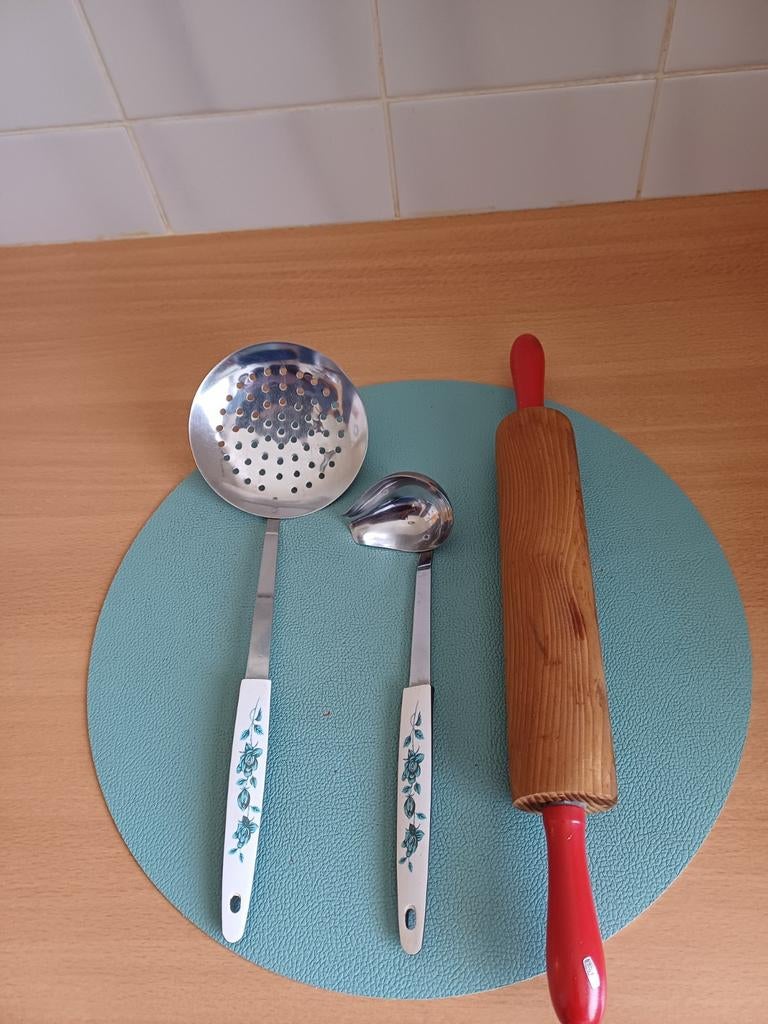 Schuimspaan, sauslepel en deegroller, Huis en Inrichting, Ophalen, Zo goed als nieuw