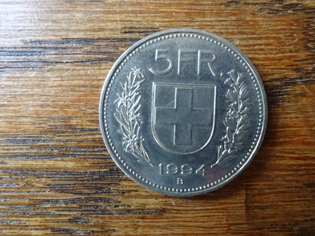 Zwitserse munt 1994 5 FR B, Timbres & Monnaies, Enlèvement ou Envoi, Monnaie en vrac