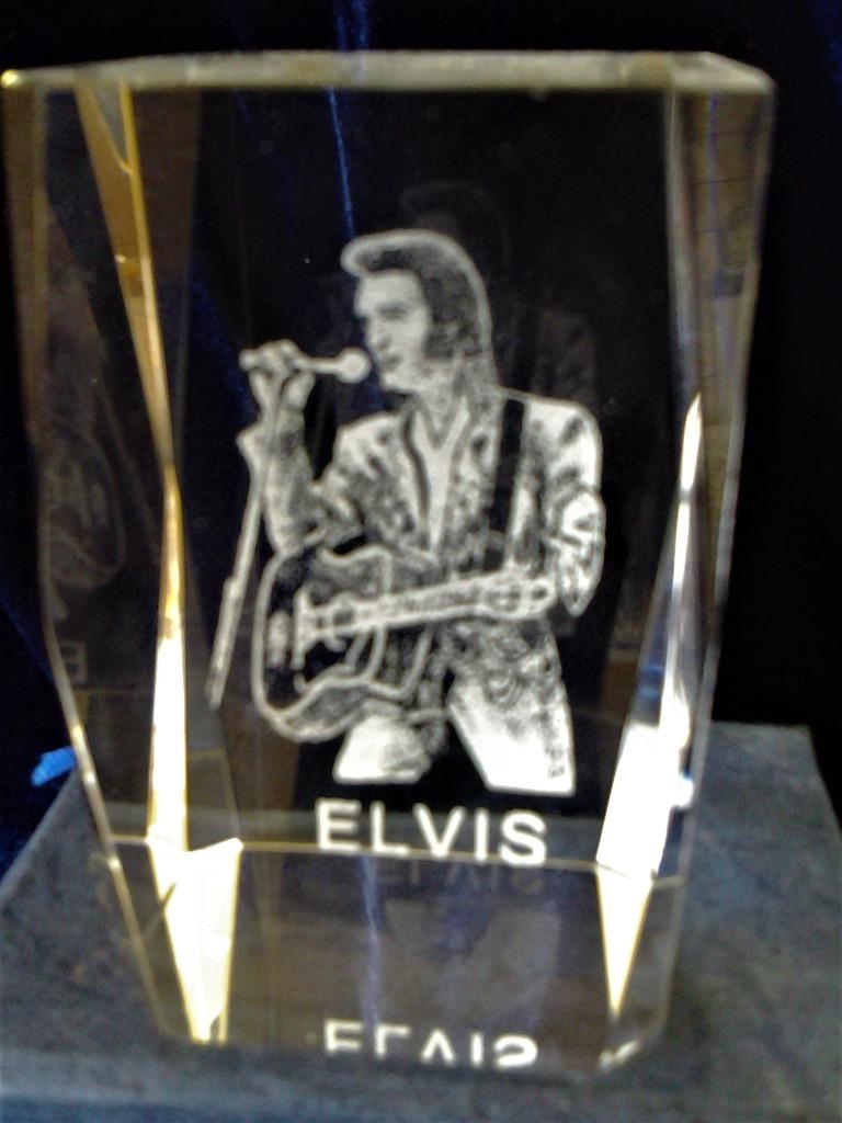Kristal glas laserblok hologram met Elvis Presley portret, Enlèvement, Neuf, Cristal, Autres types