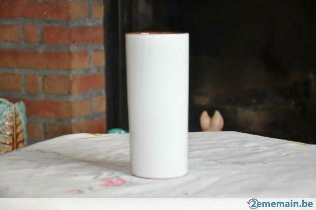 vase tube blanc terre cuite design, Enlèvement ou Envoi, Utilisé, Blanc