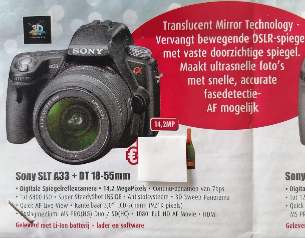 Digitale spiegelreflex camera, Ophalen, Spiegelreflex, Sony