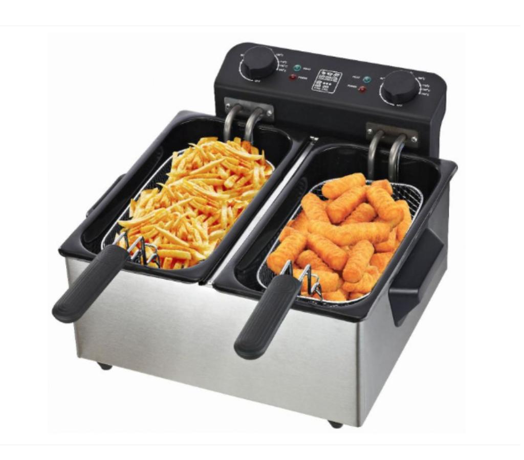 Nouveau Double Friteuse Inox 3L + 3L, Electroménager, 4 litres ou plus, Enlèvement ou Envoi, Neuf, Pan intérieur amovible