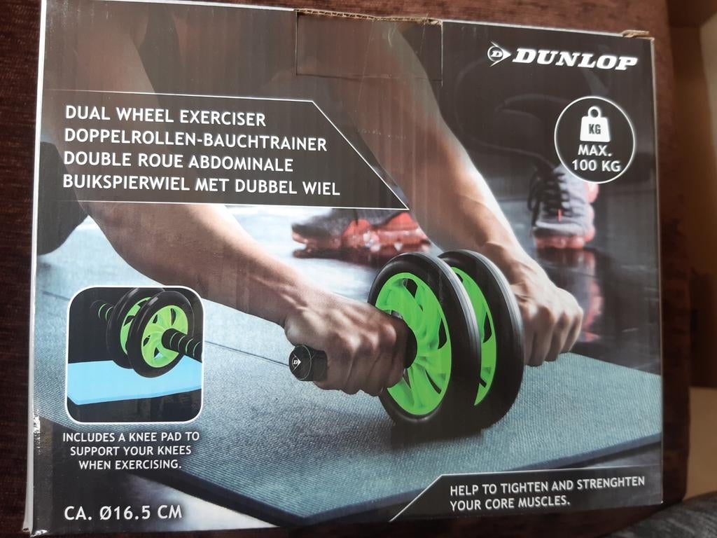 Buikspierwiel met dubbel wiel DUNLOP Nieuw, Sport en Fitness, Ophalen, Nieuw