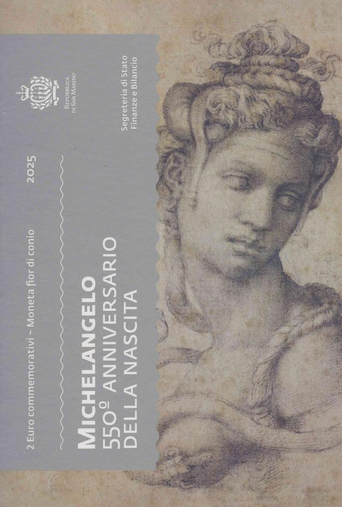 San Marino 2025 - 2 euro in blister - Michelangelo, Ophalen of Verzenden, San Marino, 2 euro