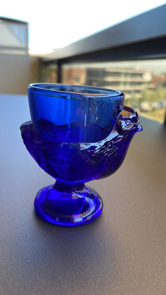 Coquetier verre bleu poule FRANCE, Enlèvement ou Envoi