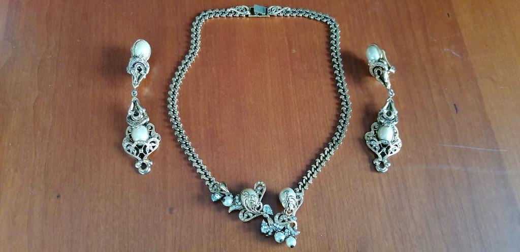 Collier et boucles d'oreilles haute bijouterie fantaisie, Enlèvement ou Envoi, Comme neuf, Or, Autres matériaux