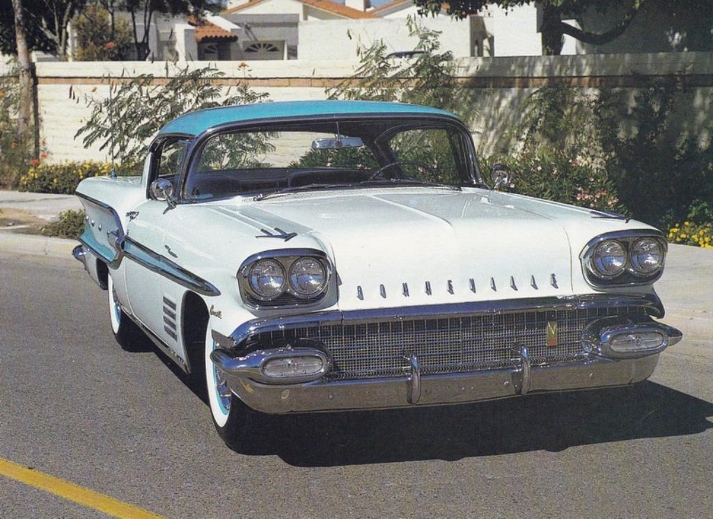 Postkaart Pontiac Bonneville 1958, Ophalen of Verzenden, 1980 tot heden, Ongelopen, Voertuig