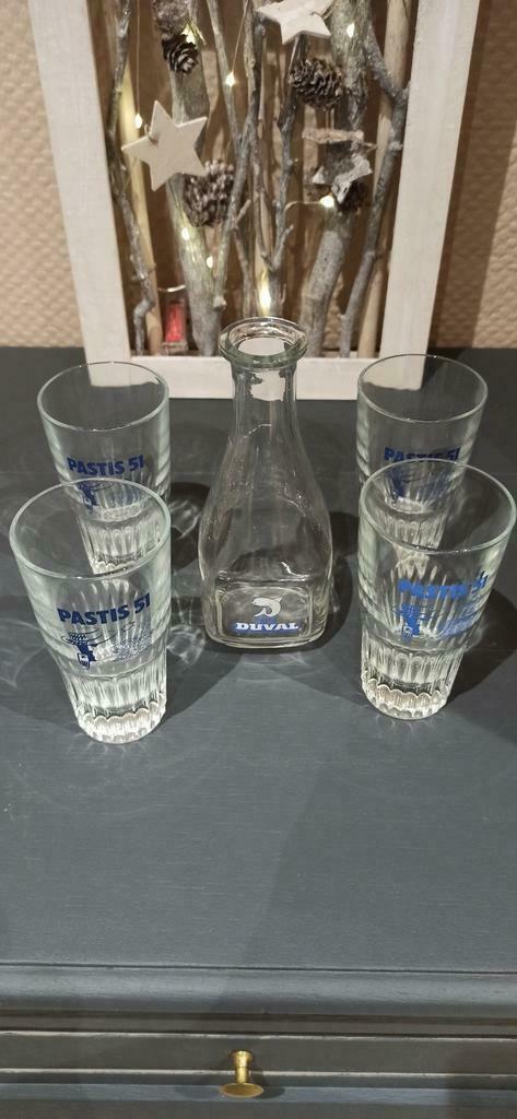 5 verres à pastis Duval + carafe, Enlèvement, Comme neuf