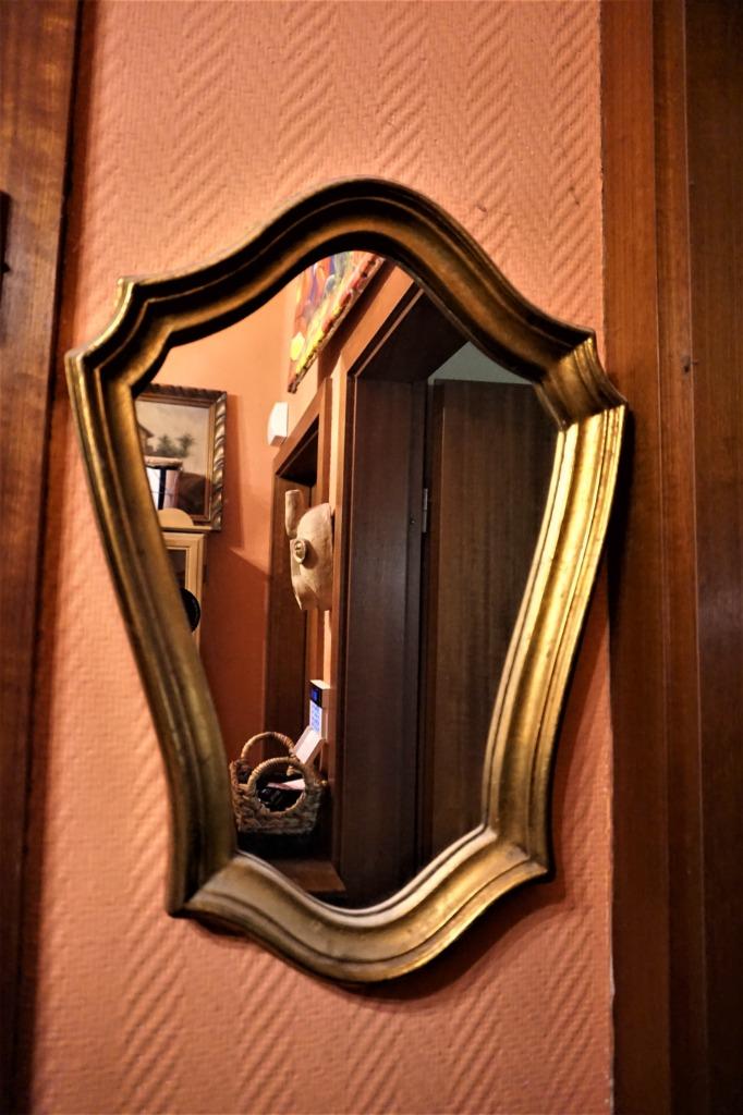 miroir doré en bois, Enlèvement, Autres formes, Moins de 50 cm, Moins de 100 cm
