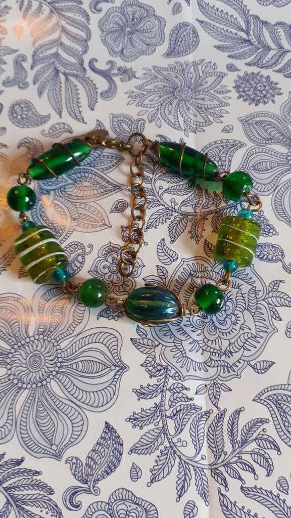 Bracelet perle verte en verre, Enlèvement ou Envoi, Utilisé