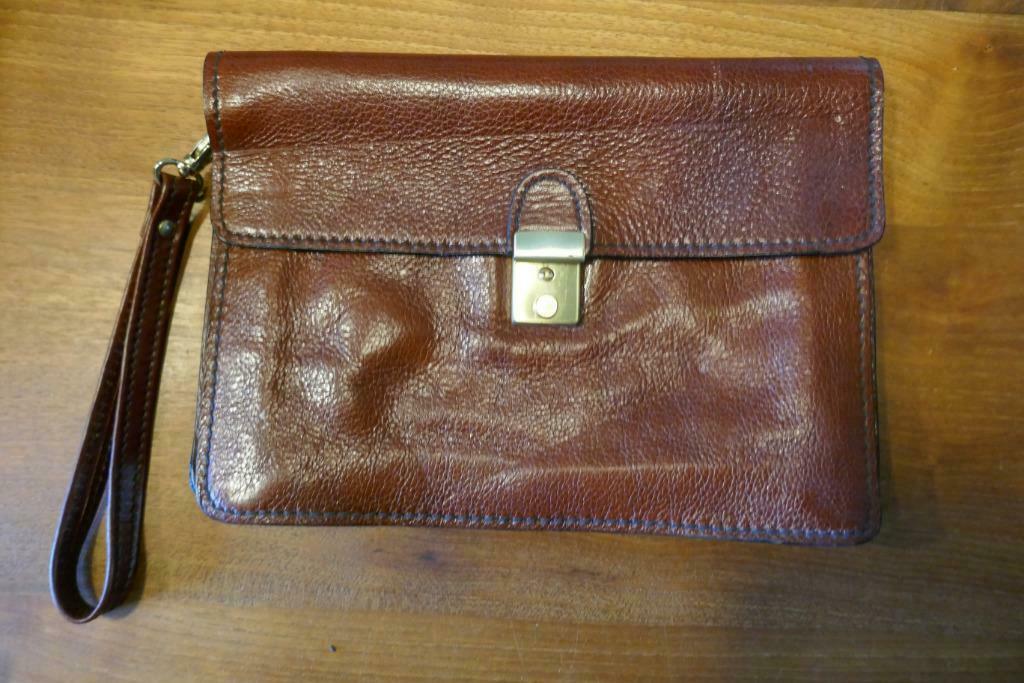 Handtasje in bruin leder voor Heren, Ophalen of Verzenden, Zo goed als nieuw