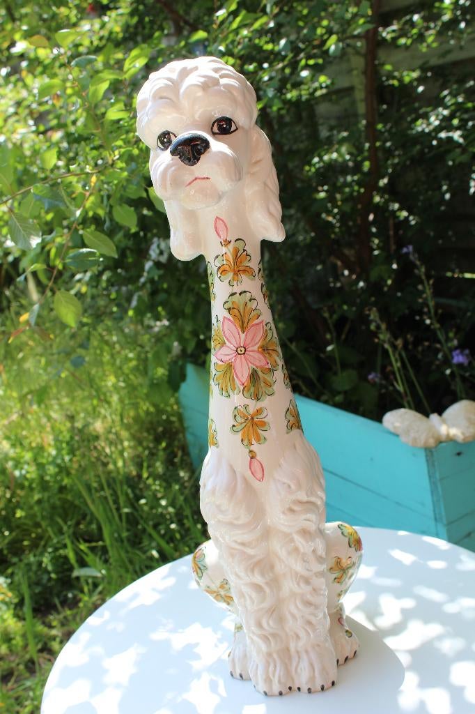 'Long Neck' Poedel, vintage keramiek., Verzamelen, Beelden en Beeldjes, Ophalen of Verzenden, Gebruikt, Dier
