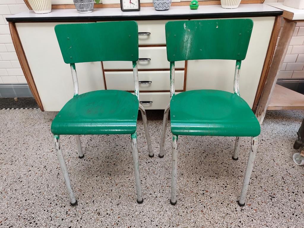 Vintage schoolstoelen in de stijl van Tubax, 2 stuks, Ophalen