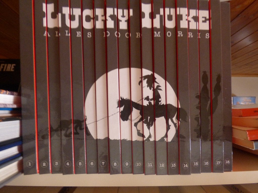 lucky luke, complete reeks 1 tot en met 18 hardcovers ,, Boeken, Stripverhalen, Ophalen of Verzenden
