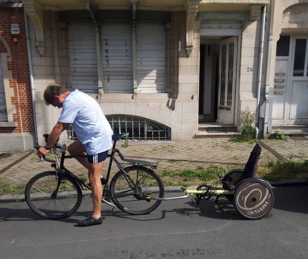 Aanhangfiets Hase Trets, Fietsen en Brommers, Ophalen, Gebruikt, Opvouwbaar, 80 kg of meer