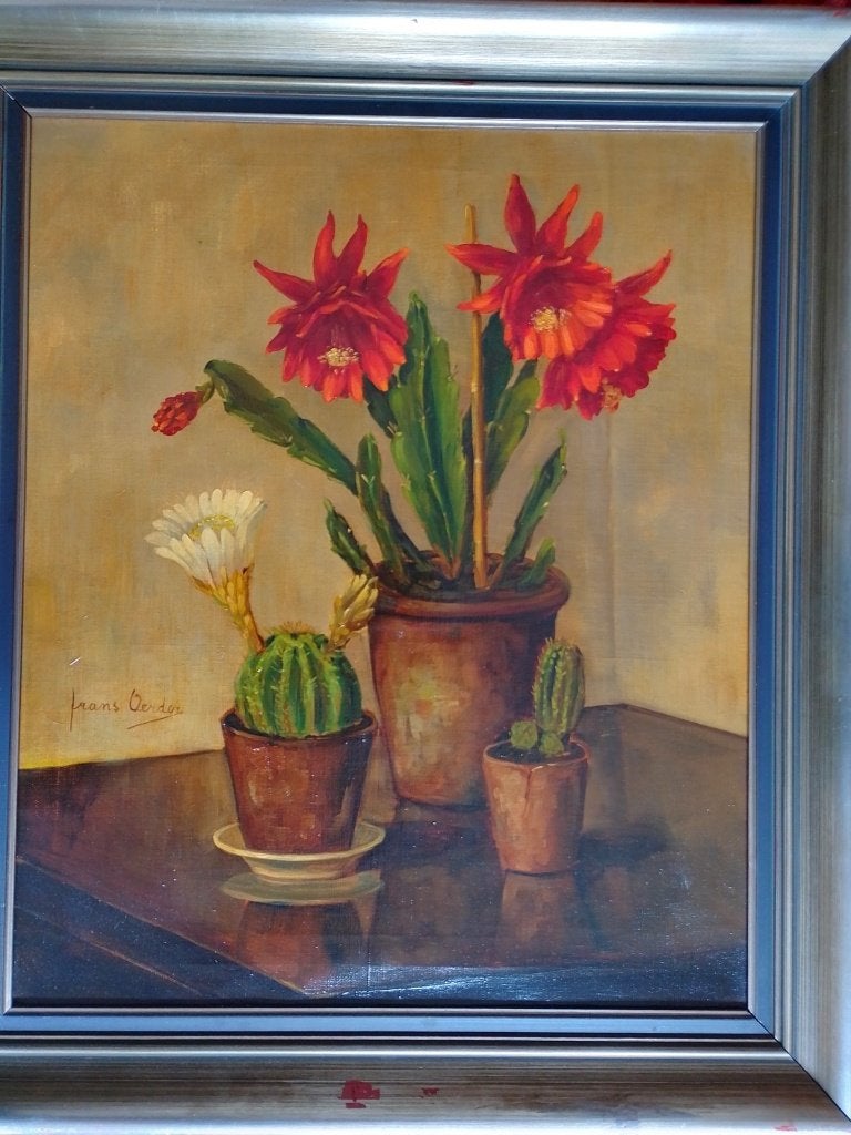 Frans Oerder  1867 - 1944  Bloeiende Cactussen, Antiek en Kunst, Verzenden, Gesigneerd