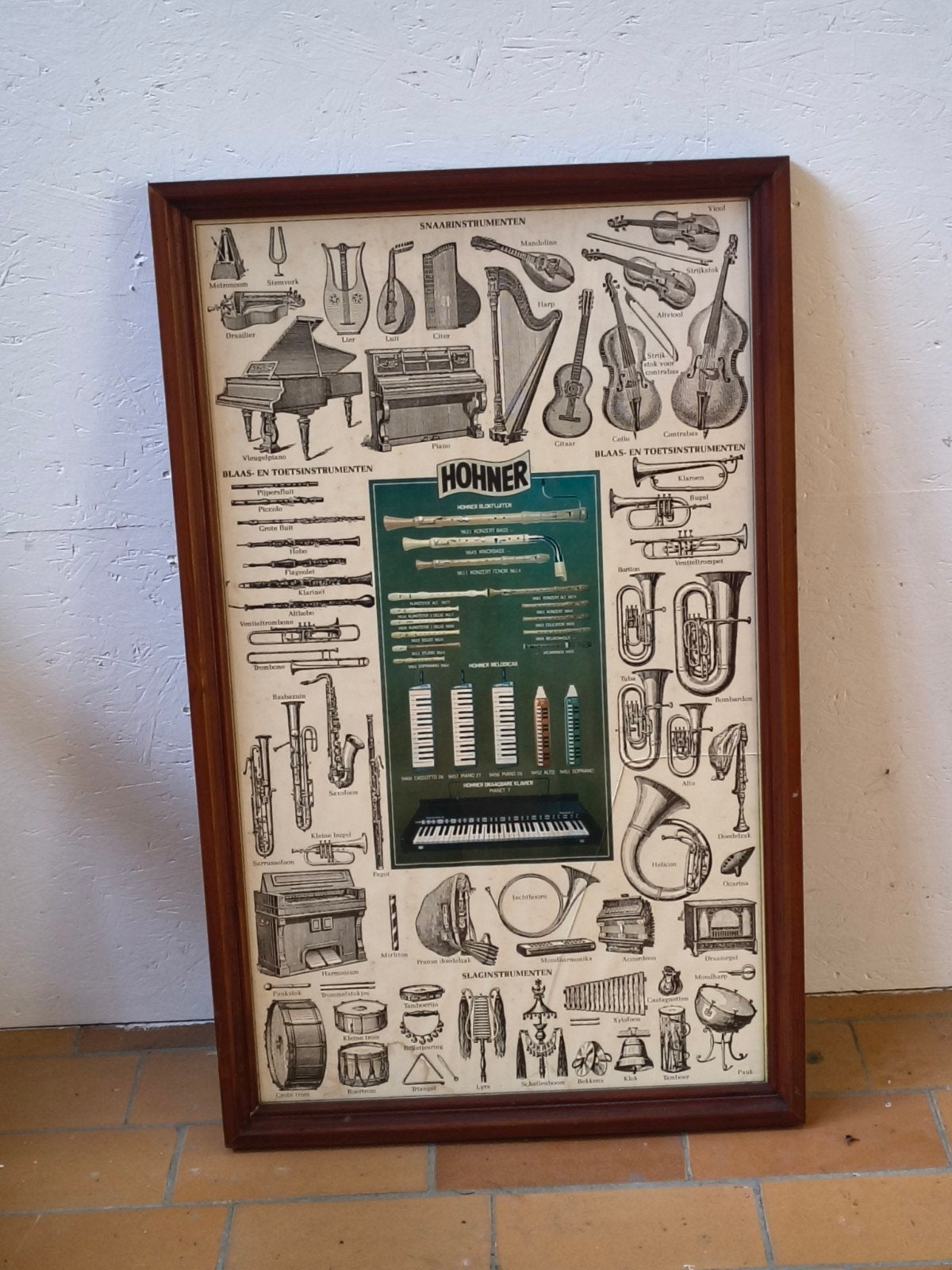 Vintage Hohner muziekinstrumenten poster – ingelijst – jaren, Ophalen