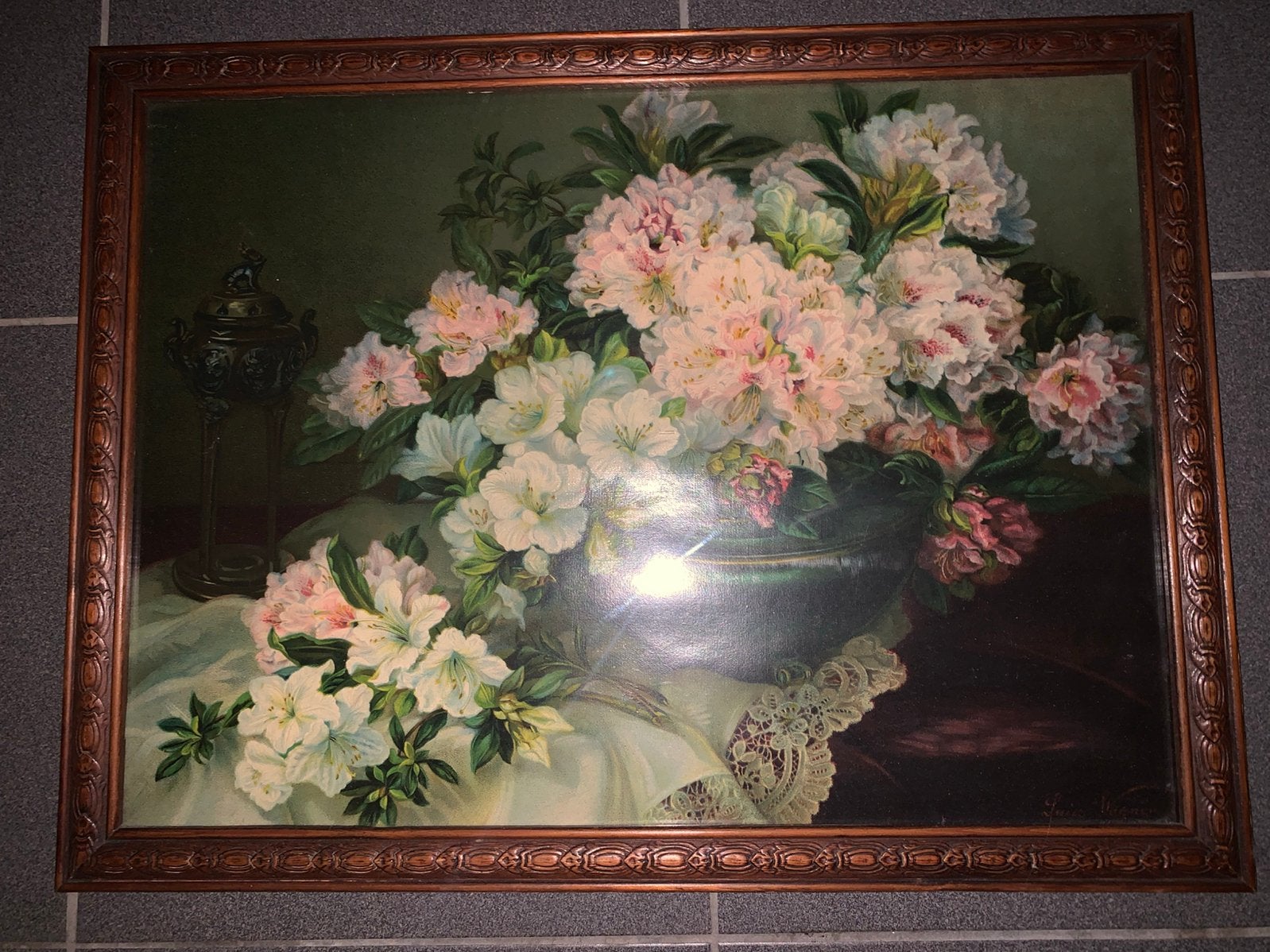 Romantische prent achter glas, Ophalen, Achter glas, Pastel