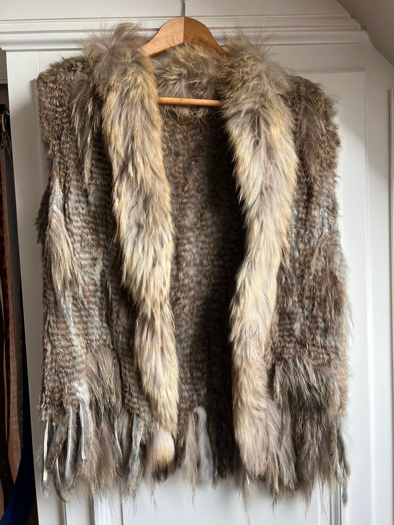 Veste sans manche en fourrure de lapin, Ophalen of Verzenden, Zo goed als nieuw, Maat 38/40 (M), Beige
