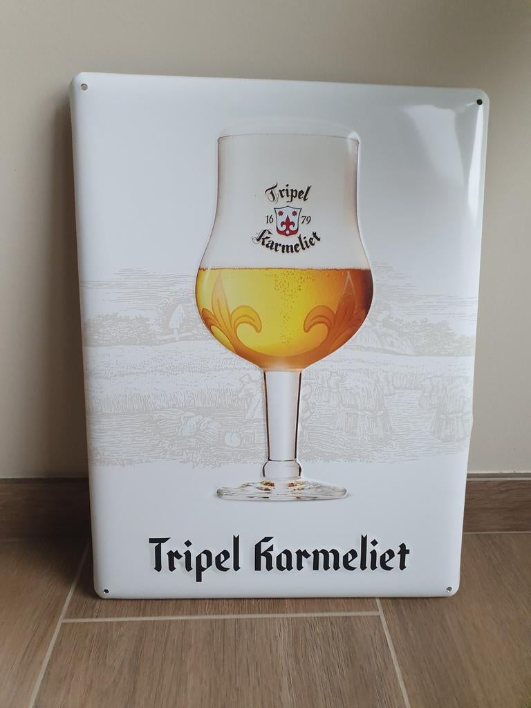 Metaal Reclamebord - Tripel Karmeliet -, Verzamelen, Ophalen of Verzenden, Gebruikt, Reclamebord, Plaat of Schild, Overige merken