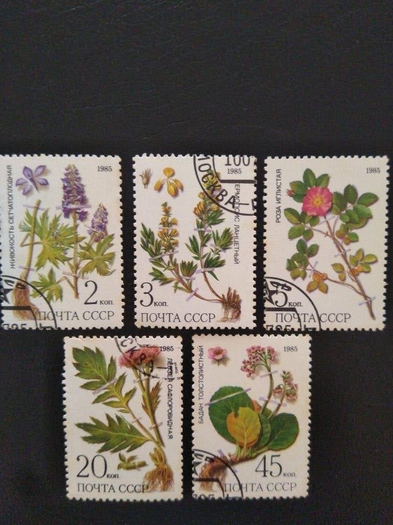 Bloemen USSR 1985, Verzenden, Gestempeld, Dier of Natuur