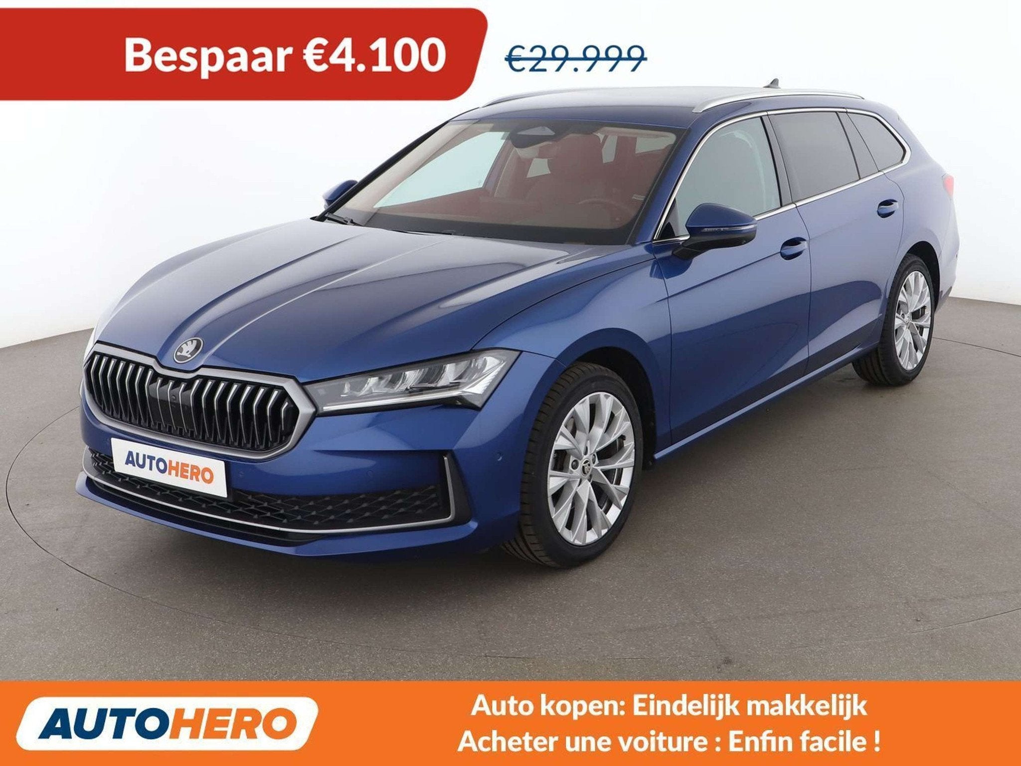 Skoda Superb 1.5 TSI mHEV Selection (bj 2024, automaat), Auto's, Skoda, Stof, 110 kW, Blauw, 127 g/km