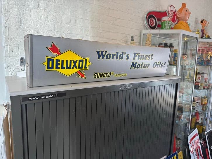Vintage Deluxol Sunoco Motor Oils Lichtbak Reclamebord
