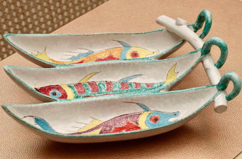 plat apéro céramique Italie vintage 1960 poisson, Enlèvement ou Envoi