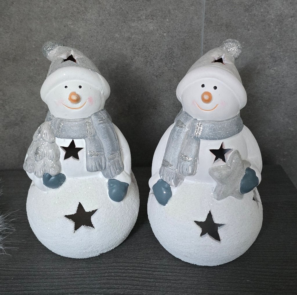 Kerstdecoratie : set van 2 sneeuwmannen H 20 cm, Diversen, Ophalen of Verzenden, Zo goed als nieuw