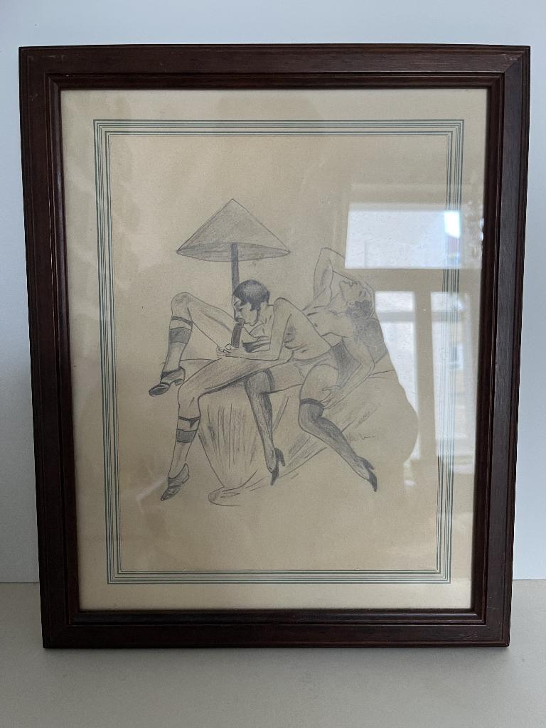 dessin au crayon - étude pour Le livre de la luxure - 1930, Enlèvement ou Envoi