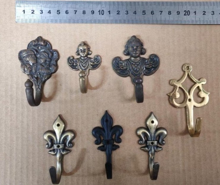 lot de 7 patères vintage bronze laiton, Enlèvement, Bronze