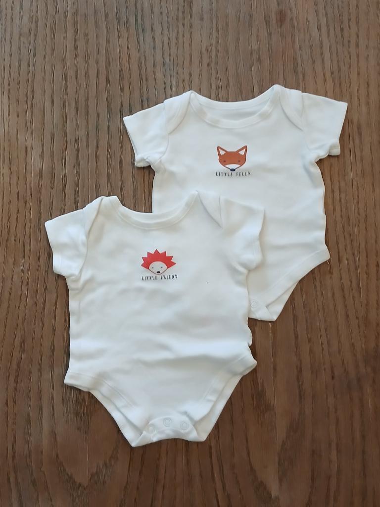 Set van 2 Primark Rompers - Maat 68 - Vos & Egel, Kinderen en Baby's, Babykleding | Maat 68, Gebruikt, Jongetje, Nacht- of Onderkleding