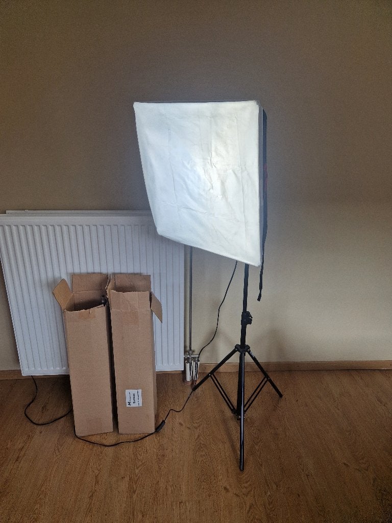 2 Softbox lampen, met lichten, Audio, Tv en Foto, Ophalen, Zo goed als nieuw, Opvouwbaar, Studiolamp