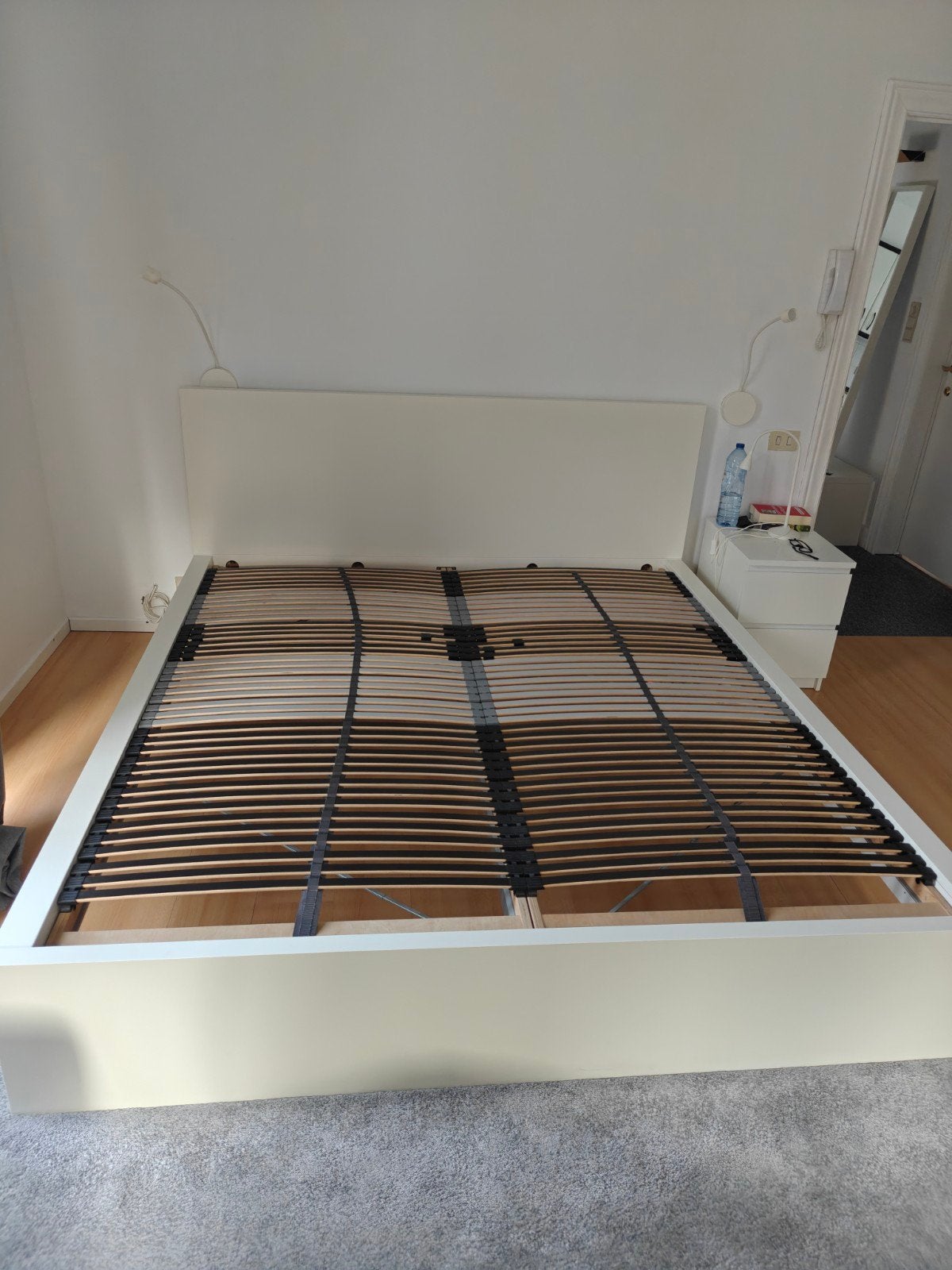 lit Ikea 200 blanc avec sommeiller, Maison & Meubles, Chambre à coucher | Lits, Enlèvement, Blanc