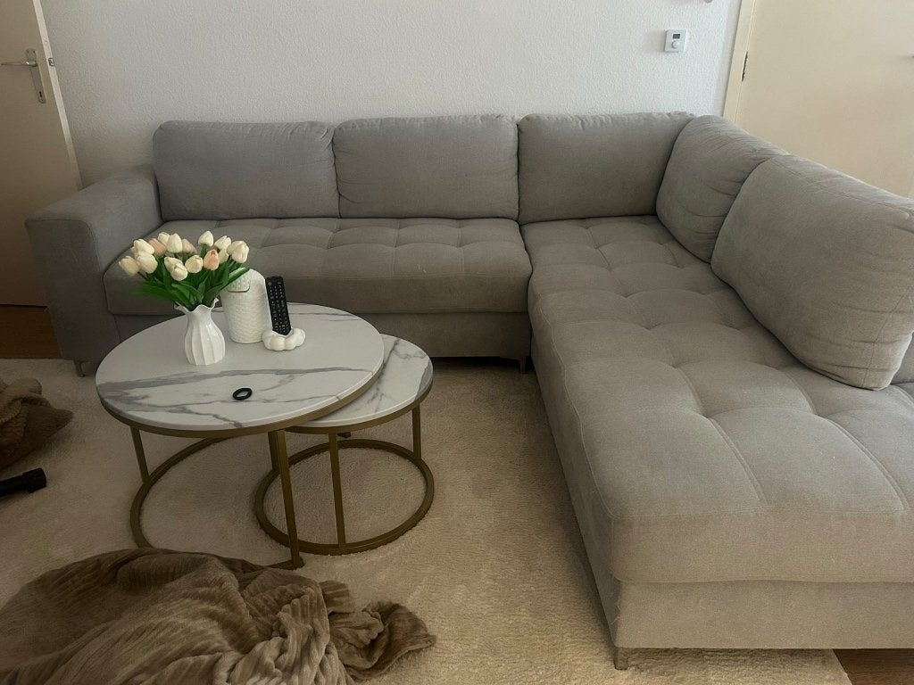 Grote grijze sofa, Ophalen, Zo goed als nieuw, Vierpersoons of meer, Stof