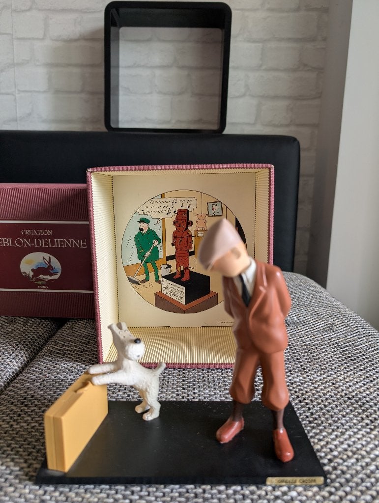 LEBLON DELIENNE TINTIN et MILOU VALISE  OREILLE CASSEE  1993, Enlèvement ou Envoi, Tintin, Comme neuf, Statue ou Figurine