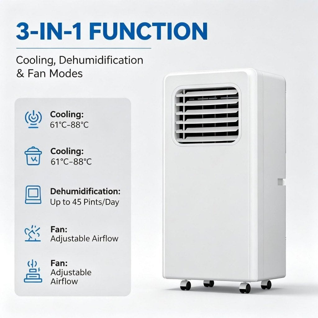 Mobiele Airco 18000 BTU, Ophalen, Timer, Nieuw, Koelen en Ontvochtigen