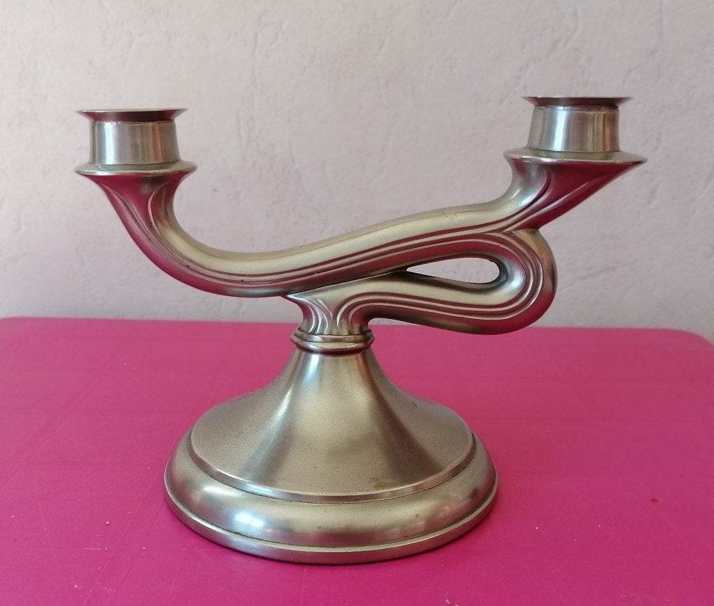 Bougeoir vintage argenté., Massif, Enlèvement ou Envoi, Argent, Chandelier