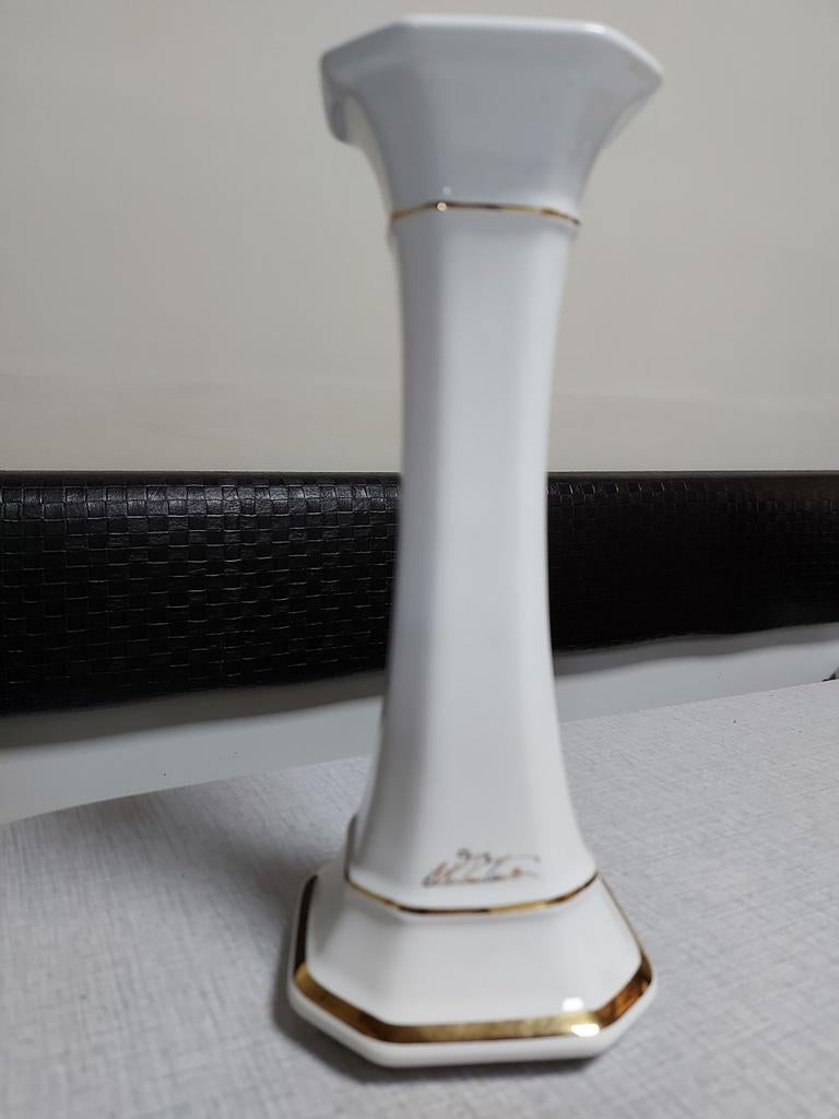 Prachtig Vintage Valentino Design Vaasje – Wit Porselein met, Antiek en Kunst, Ophalen of Verzenden, Goud