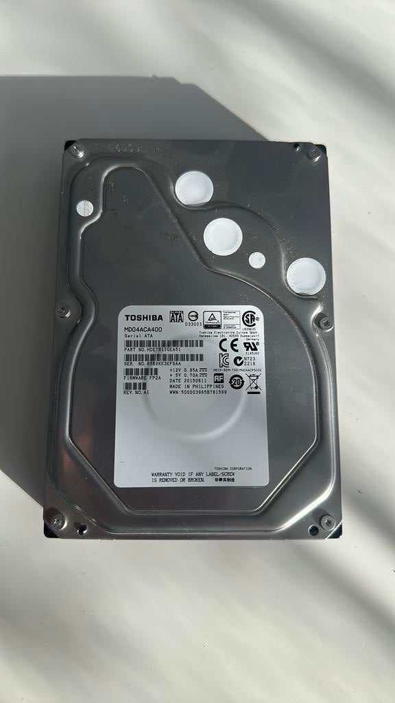 4TB TOSHIBA harde schijf, Computers en Software, Ophalen, Intern, Zo goed als nieuw, Desktop