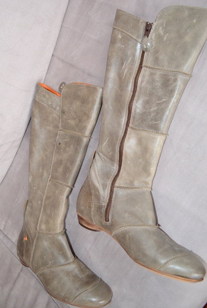 Laarzen / leder / muisgrijs / 37 / NIEUW, Hoge laarzen, Hubfootwear, Nieuw, Ophalen of Verzenden