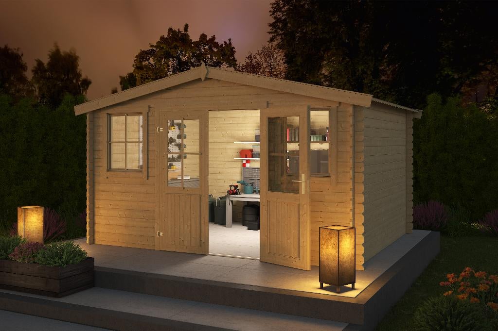 Blokhut Dallas 376x292 Onbehandeld vuren, Verzenden, Nieuw