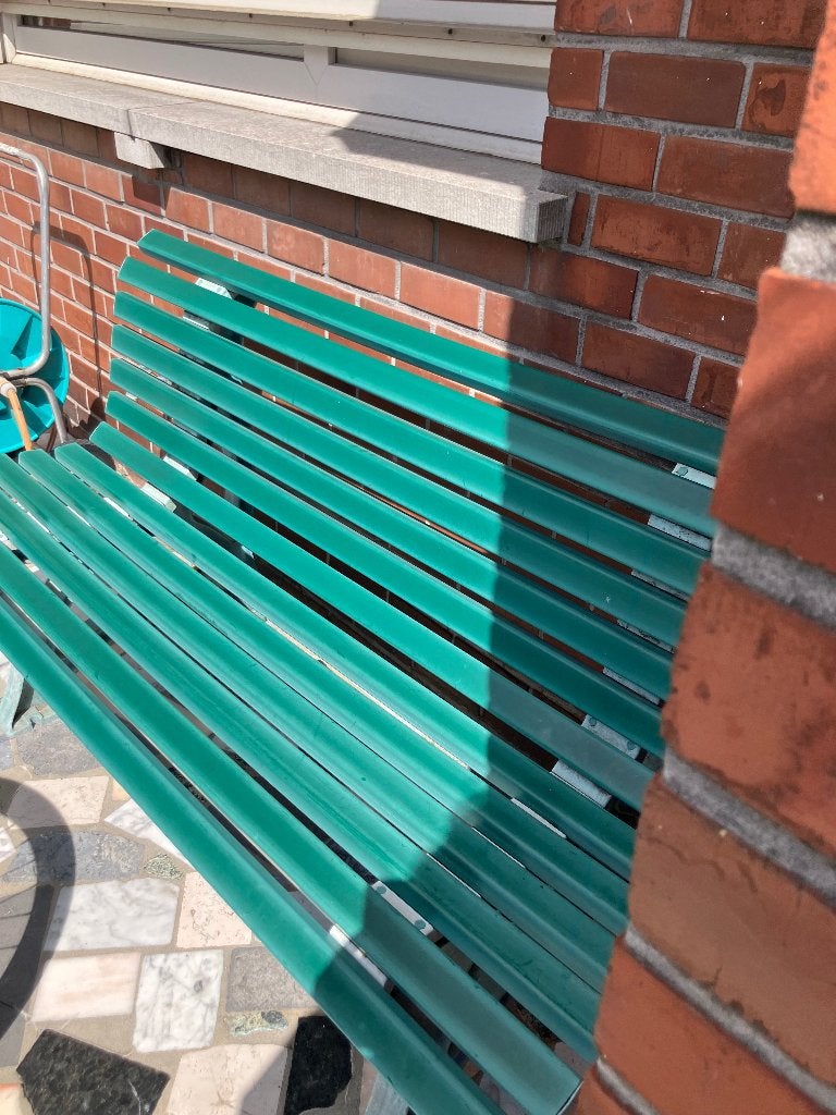 Tuinbank groen kunststof, Ophalen, Gebruikt, Kunststof
