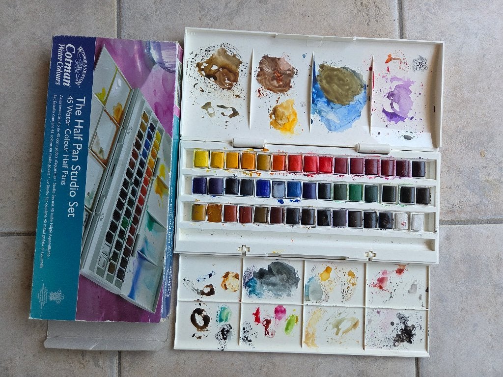 Verfset, waterverf, Ophalen, Gebruikt