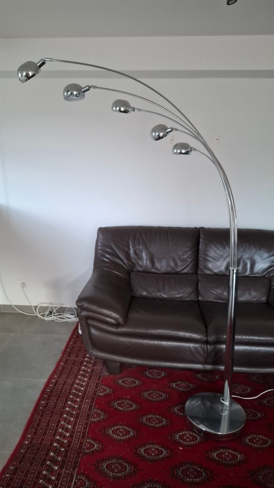Lampadaire arc chromé à 5 branches modèle muguet, Maison & Meubles, Enlèvement, Métal, Gris