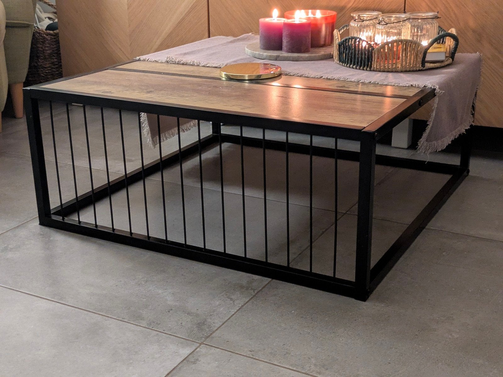 Salontafel industrieel, Huis en Inrichting, Gebruikt, 50 tot 100 cm, Vierkant, 50 tot 100 cm